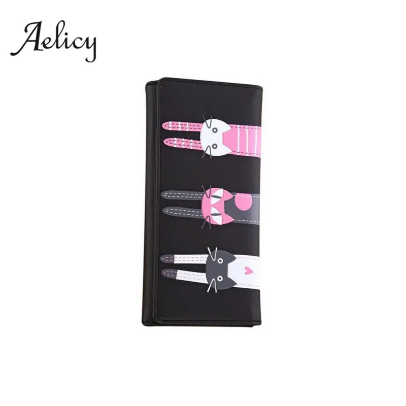 Aelicy женский кошелек с котом Длинный отделением для карт сумка из искусственной