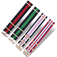 CMK 20 мм нейлоновые браслеты для мужчин и женщин, ремешок для часов, золото, серебро, пряжка, металлическая кнопка, модные наручные часы, аксессуары для часов