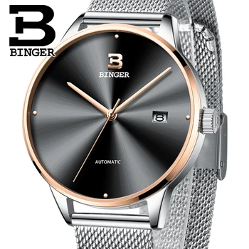 

Switzerland BINGER Men's Watches Brand Luxury Japan NH35A Auto Mechanical Men Watch Sapphire Male relogio masculino B-5080M-7