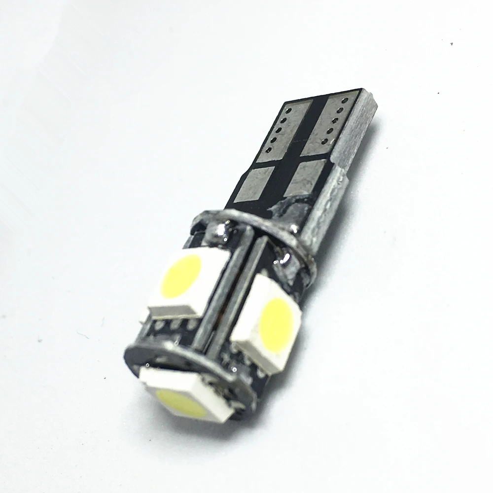 1 шт. T10 W5W светодиодные лампы для автомобильных фар(5smd 5050 led 194 168 Клин лампа Canbus белого и синего цвета красной лентой декодер знак Trun задние габаритные огни 12В ошибка лампы