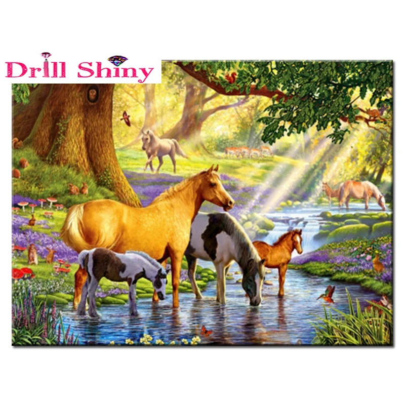 

3D Diamond Embroidery animals pattern DIY Diamond Painting cross stitch horses picture Mosaic kit Needlework Home Decor Craft