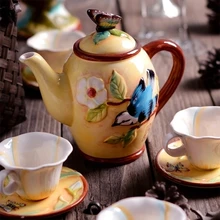 Керамический чайный набор креативный рельефный кофейник кофейная чашка блюдце весь набор на день рождения Рождественские подарки кофейная посуда для напитков