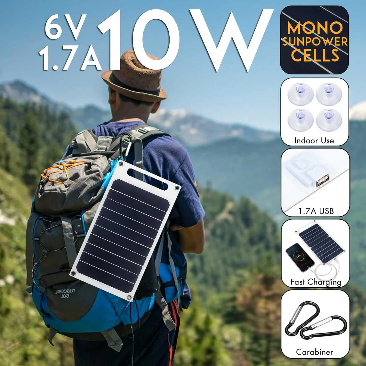 

Portable Sunpower Solar Cells 10W 6V 1.7A USB Power Bank Board Battery Charging Solar Panel Board Crocodile Clips Car Charger