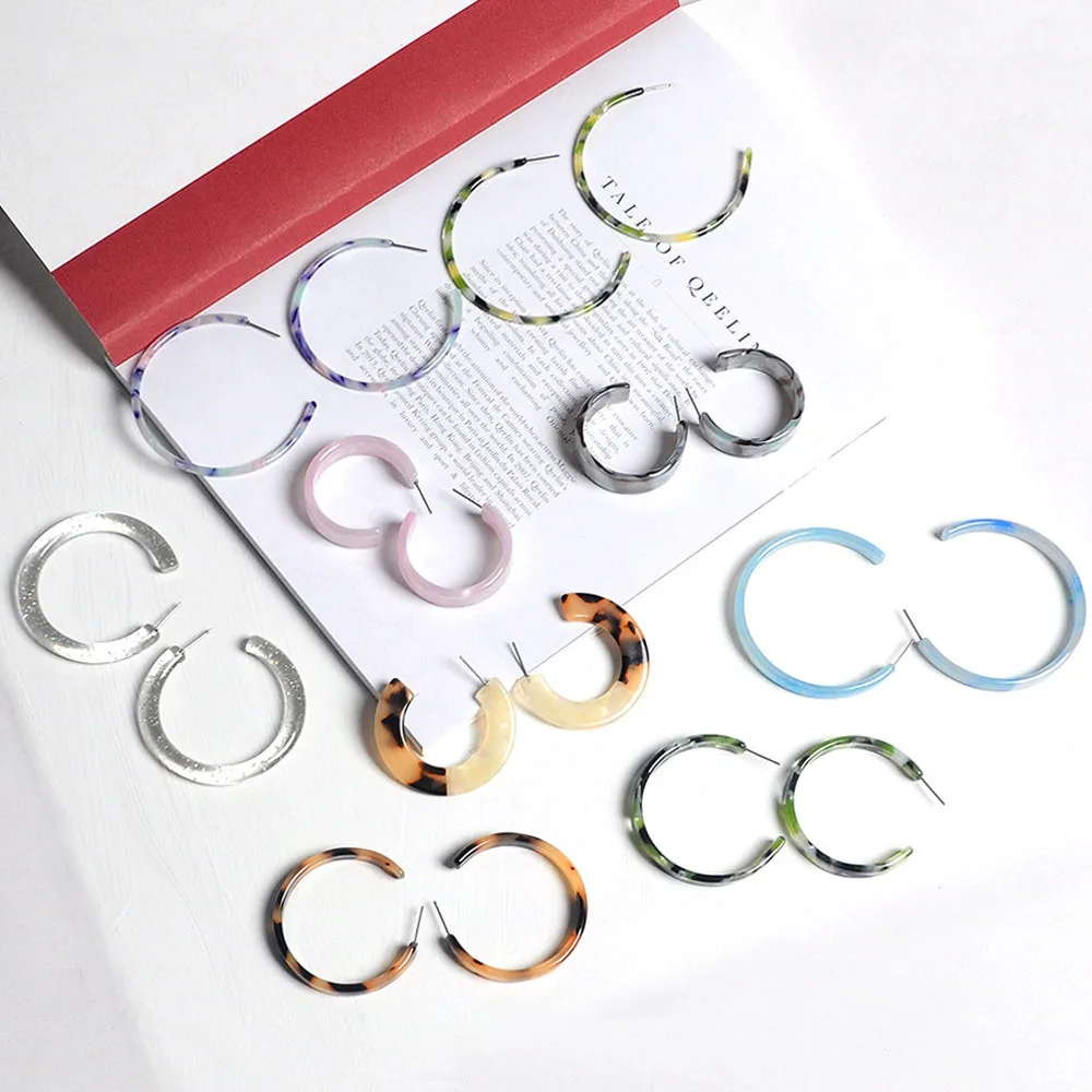 Acetate Lucite Hoop Earrings for Women Acrylic Earrings Hoops Resin Tortoise Large Hoop Earrings