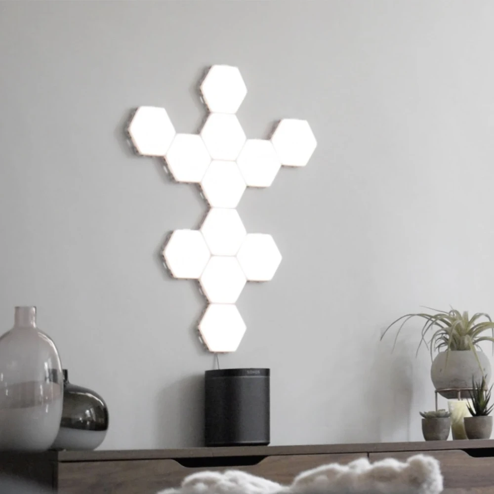 

Creative Home Decorative Quantum Light LED Hexagonal DIY Geometry Magnetic Assembly Modular Touch Sensor Night Light Wall Lamp