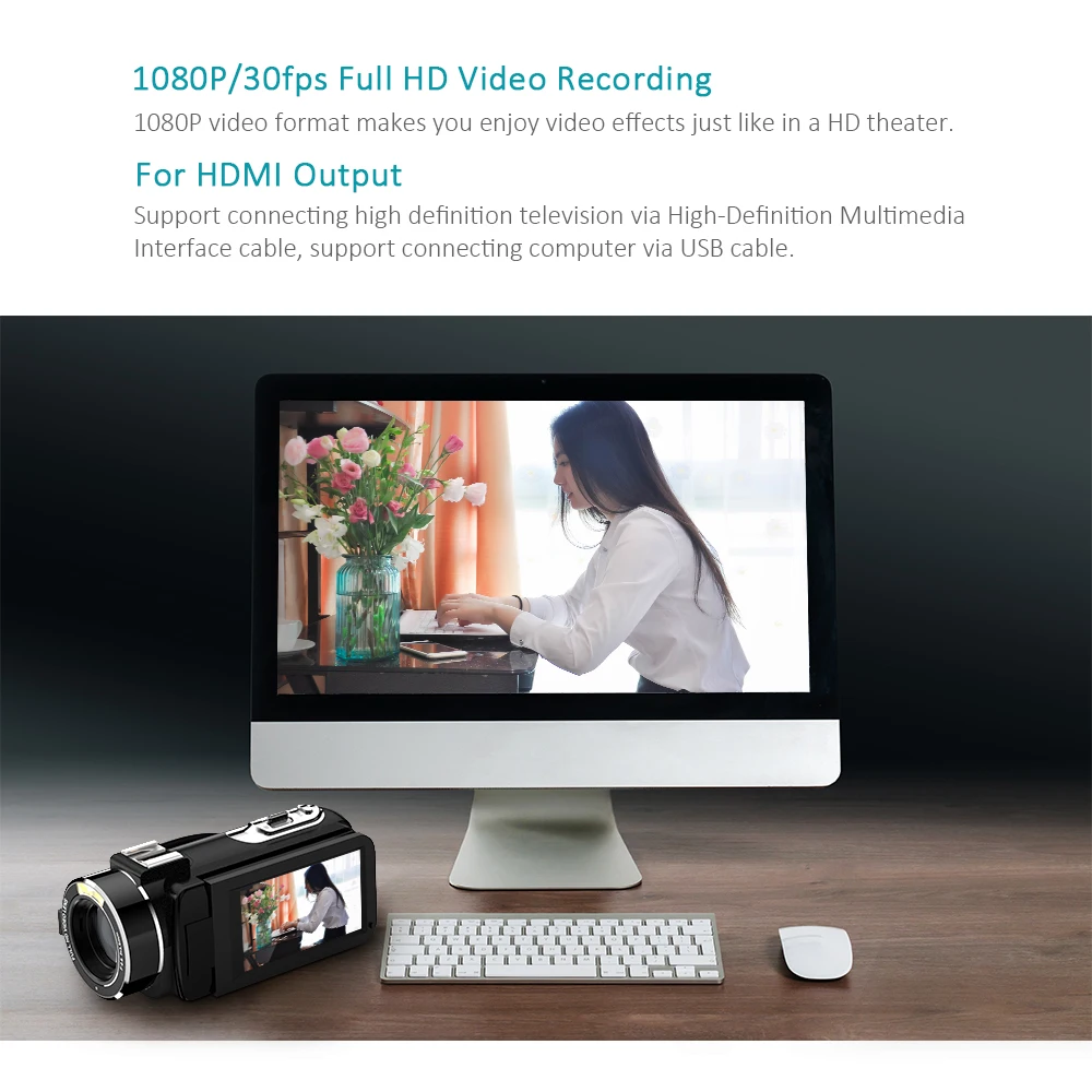 Andoer HDV-Z20 Цифровая видеокамера Full HD 1080P Портативные видеокамеры 24 МП 16X цифровой зум 3," сенсорный экран цифровая камера