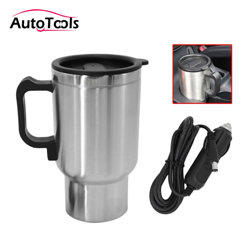 

450ml Car Heating Cup Stainless Steel Electric Thermos Water Heated Mug For Car 12V Kettle Travel Mug in car