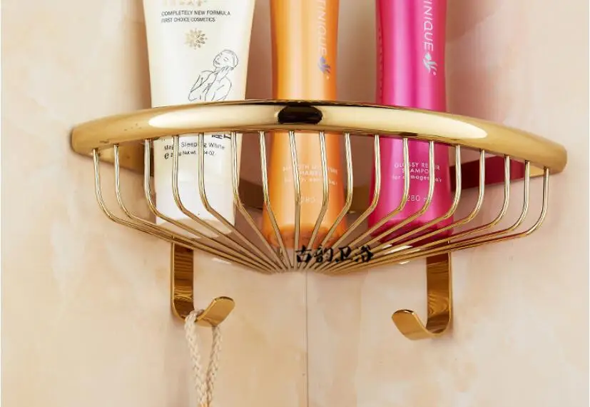 Настенная Золотая/хромированная/Розовая Золотая полка для ванной комнаты, душевая полка, угловая полка для ванной комнаты, держатель для мыла, строительный материал
