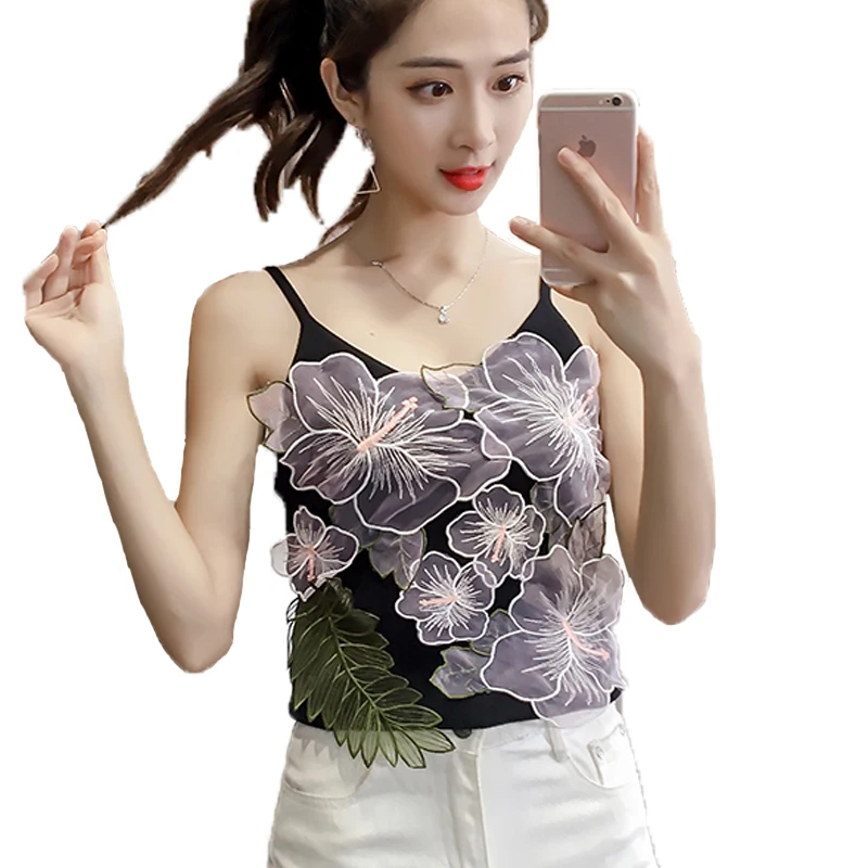 

Fashion Womens crop top floral Sexy Vest Fashion Camisole Sleeveless T-Shirt sweet streetwear tank top N2035