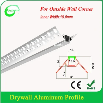 

40M/Lot (2M/PCS) V Shape Recessed Outside Corner Profile Channel for Single Row Strip Light Inner Width 9.5mm