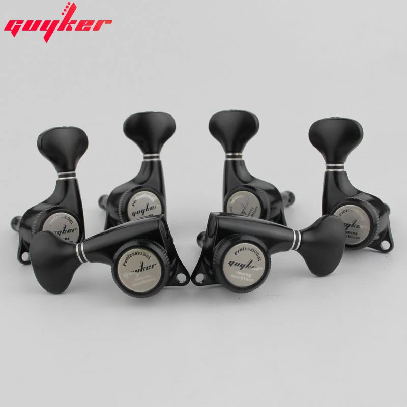 7 Right Handed Black - 1:18 Ratio Lock String Tuning Key Pegs Machine Heads with Hexagonal Handle Replacement for LP SG Style Electric Guyker 7Pcs Guitar Locking Tuners Folk or Acoustic Guitars