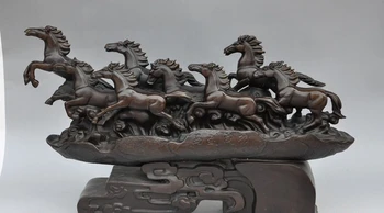 

14" chinese bronze animal zodiac 8 horse steed Win instant success lucky statue