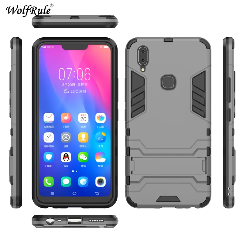 WolfRule Vivo Y83 Pro Чехол мягкая резина + пластиковая подставка чехол для BBK телефона Funda 6
