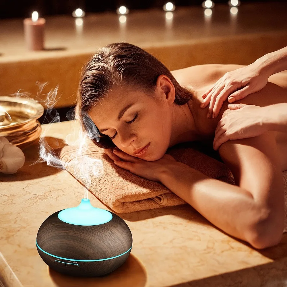 Υγραντήρας Αρωματοθεραπείας με Χρωματιστό Φωτισμό LED & Σχέδιο Μαύρου Ξύλου Υγραντήρας Αρωματοθεραπείας με Χρωματιστό Φωτισμό LED & Σχέδιο Μαύρου Ξύλου