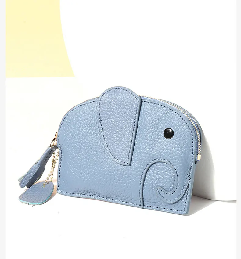 Genuine Leather Women Wallet Ins Creative Small Elephant Female Short Small Slim Wallets Cute Coin Purse Mini Zipper Pocket