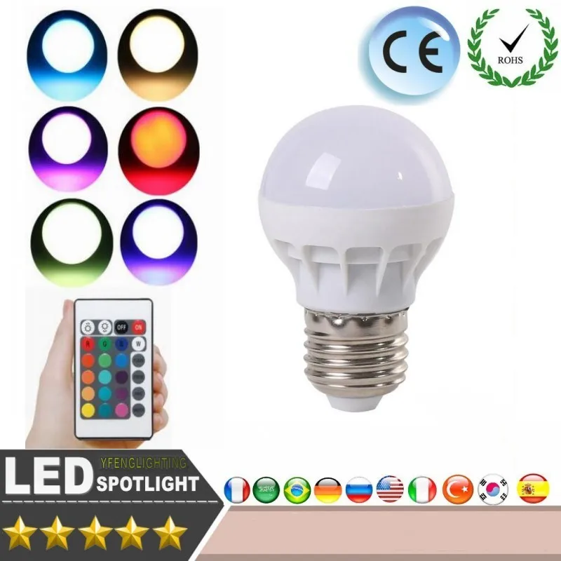 

New 1 Set 6W 9W B22 E27 AC 85-265V/220V RGB LED Light Bulb Lamp Color Changing + IR Remote Control Pop