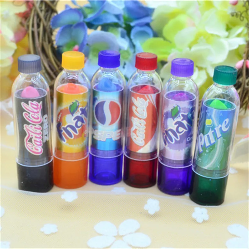 6pcs Fashion Change Color Cola sweet cute Moisturizer Faint scent Lip Balm  Lipstick Brand Makeup