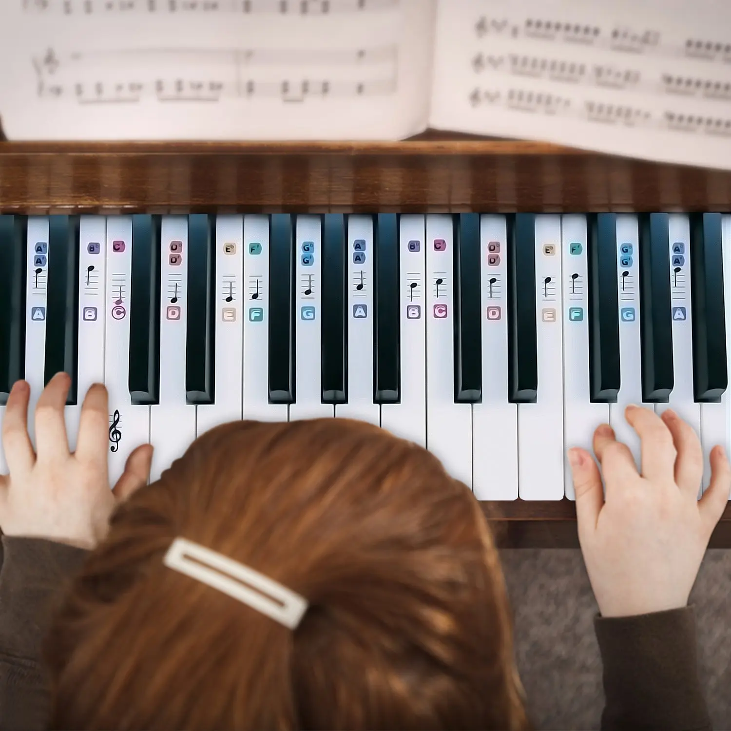 Наклейки для пианино прозрачная и съемная клавиатура Music Note детей начинающих