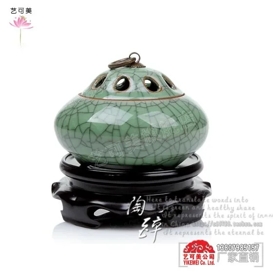 XG084 Longquan celadon brother kiln ceramic incense burner incense inserted copper purple sandalwood aroma oven dish