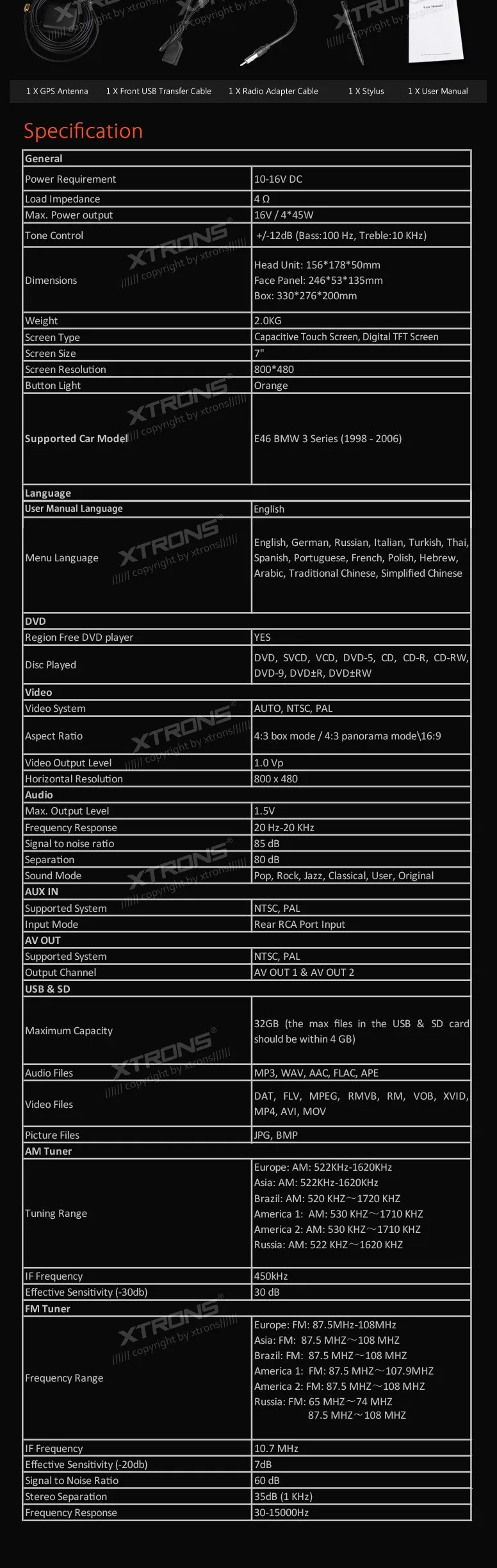 Discount 7" Capacitive Touch Screen Car DVD for BMW 3 Series E46 1998-2006 with Original User Interface & External DVR Camera Support 7