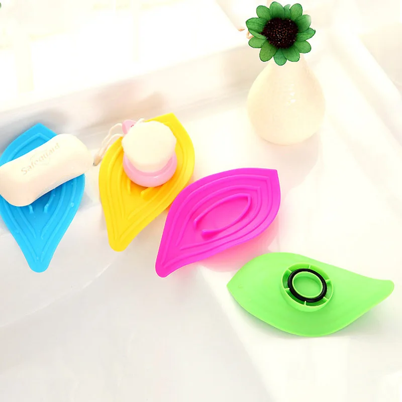 

Kitchen Bathroom Accessories Sink Sponge Soap Holder Non-Slip Leaves Soap Box Drain And Clean Plastic Soap Dish