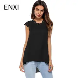 ENXI блузки для беременных 2019 Летние повседневные женские кружевные шифоновые рубашки с запахом свободные с коротким рукавом однотонные