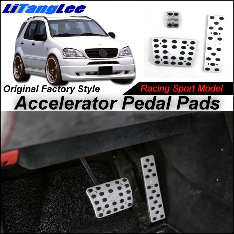 

LitangLee Car Accelerator Pedal Pad Cover Sport Racing Design For Mercedes Benz M ML MB W163 1998~2005 AT Drill Type Cover
