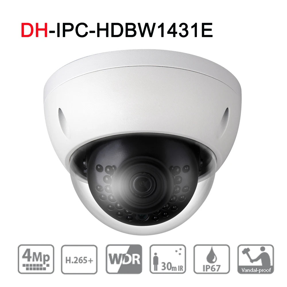 

DH IPC-HDBW1431E 4MP WDR IR Mini-Dome Network Camera with POE Original English Verison IR30M IP67 Security CCTV IP Camera