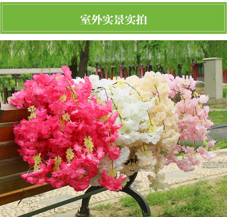 High Densities 4 6 fork Fake Cherry Blossom Flower Branch Begonia Sakura Tree Stem for Event Wedding Tree Deco Artificial Decora