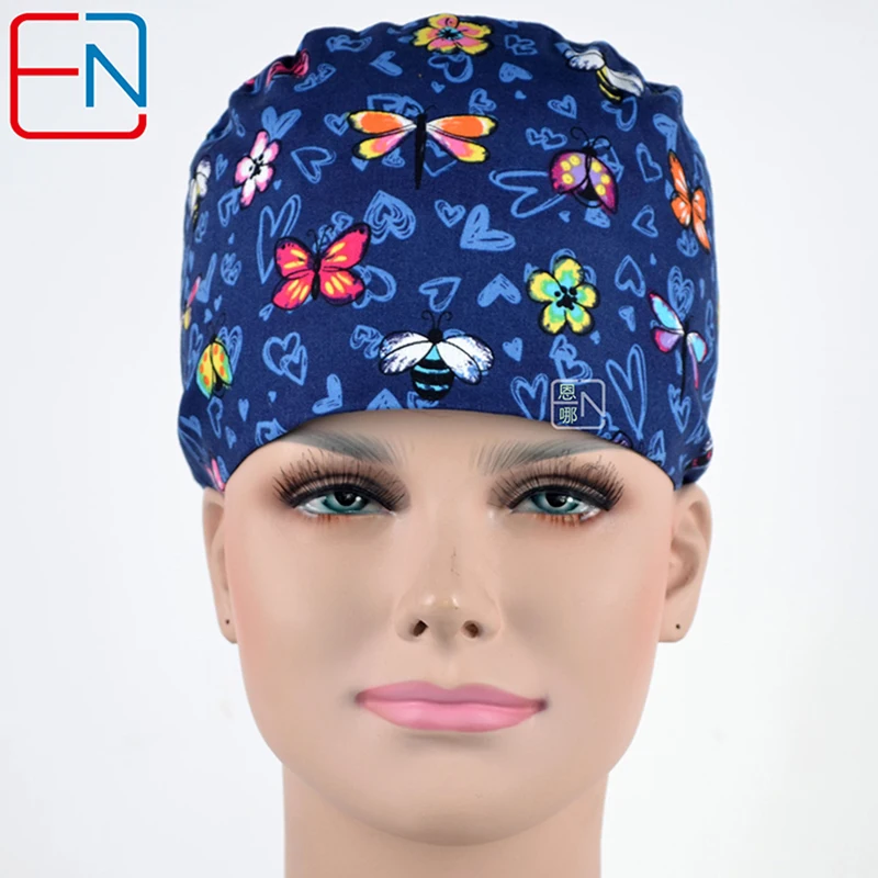 Hennar Surgical Scrubs Caps Masks Women's High Quality Cotton Fabric
