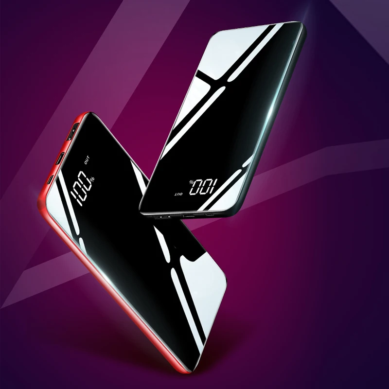 Тонкий внешний аккумулятор 10000 мА/ч, внешний аккумулятор, 2 USB, внешний аккумулятор, портативное зарядное устройство для мобильного телефона, для Xiaomi Mi, iPhone, samsung