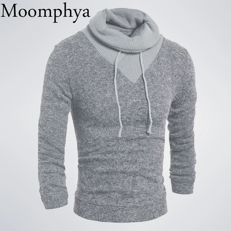 Moomphya 2017 New Arrived Men Cowl Neck Sweater Pullovers Fall winter
