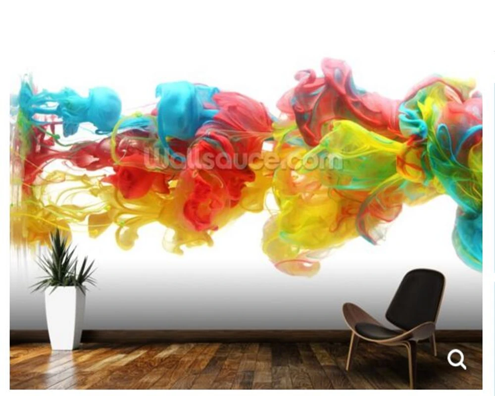リビングルーム オフィス ソファの背景に使用される カラフルなインクの壁紙 Abstract Wallpaper Papel De Paredepapel De Aliexpress