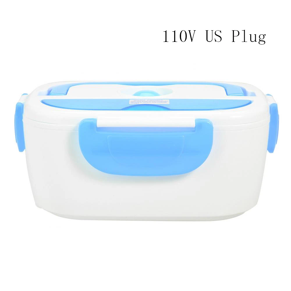 Электрический нагревательный Ланч-бокс портативный детский пищевой контейнер термос Ланчбокс Bento box со столовыми принадлежностями для Дома Офиса ЕС США Plug - Цвет: Blue US Plug