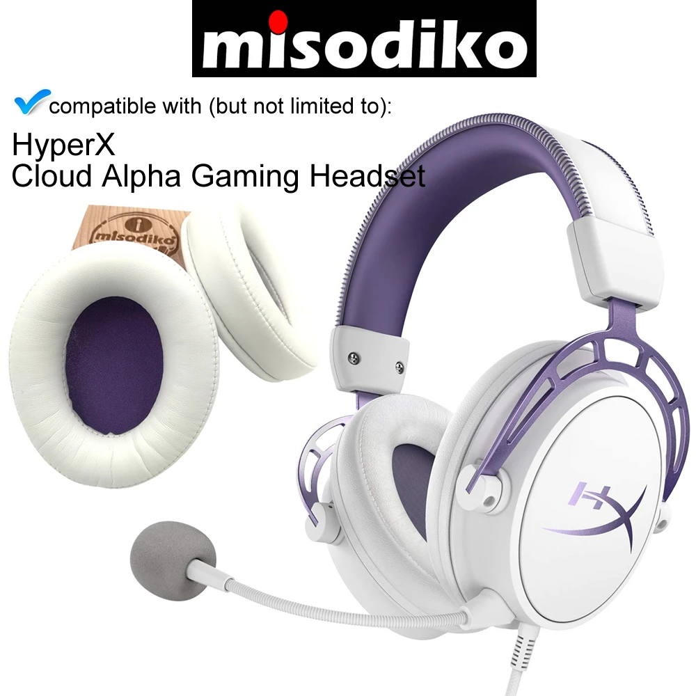 Almofadas de Ouvido Fone de Ouvido de Jogos Peças de Reparo Earpads com Espuma de Memória Misodiko Substituição Para-hyperx Nuvem Alpha Kit - Image 4