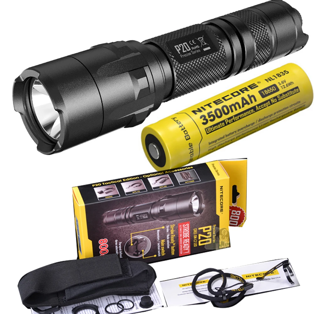 

NITECORE P20 Flashlight CREE XM-L2 (U2) LED max. 800LM beam Dual-switch tail LED torch for outdoor sports with 3500mAh battery