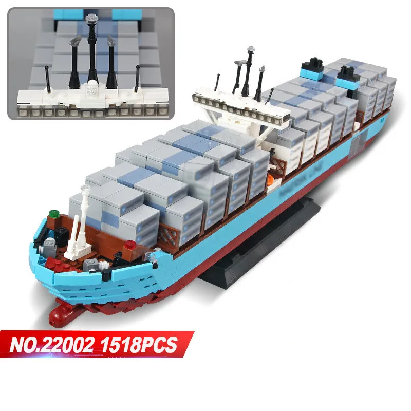 

22002 1518Pcs Technic Series The Maersk Cargo Container Ship Set Educational Building Blocks Bricks Model Toys Gift 10241
