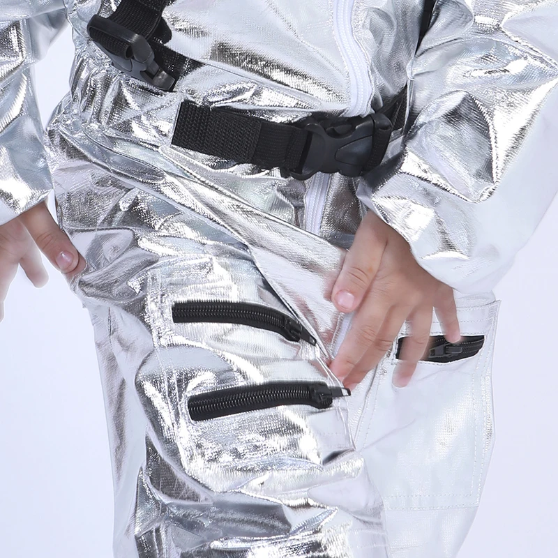 Skup Eraspooky chłopcy Spaceman jednoczęściowy kombinezon srebrny astronauta Cosplay dzieci Pilot jednolity kostium na halloween dzieci strój na imprezę