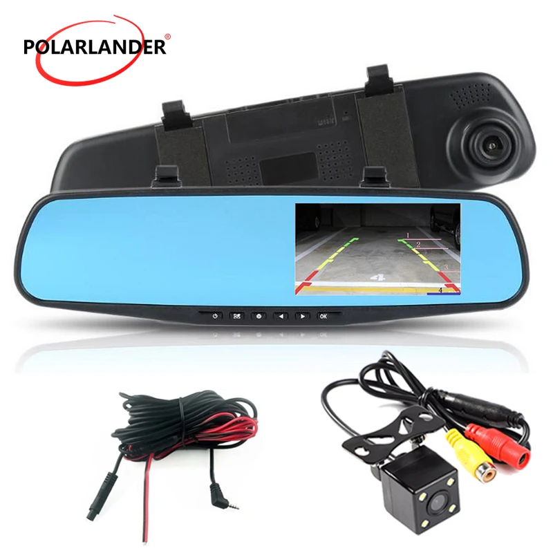 4.3" DVR 1080P Rearview Mirror Full HD Car Rear Camera Dual Lens Night Vision Driving Video