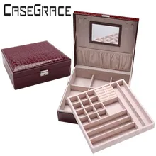 Rectangle Pu Leather-based Luxurious Jewellery Storage Field Casket Quickdone Multideck Desk Organizer With Mirror One Piece Free Delivery