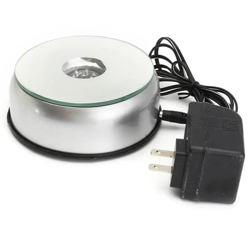 

Battery Powered Colorful Unique Rotating Crystal Display Lamp Base Stand 7 LED Light With AC Adapter 100V-127V