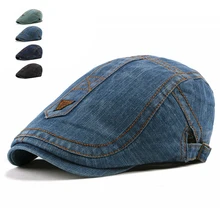 Модные джинсы, береты, шапки для мужчин и женщин, Повседневные Дышащие береты, шапки Gorras Planas, Ретро стиль, Boinas, плоские шапки, однотонные ковбойские береты
