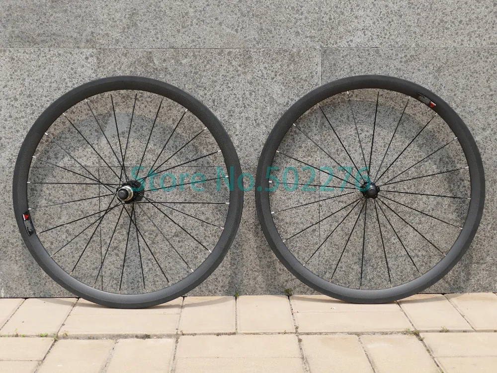 

38mm Clincher Wheelset 700C - 3k UD Carbon Matt Glossy Road Bike Clincher Wheel Rim width 20.5mm 23mm 25mm Spoke hub brake pad