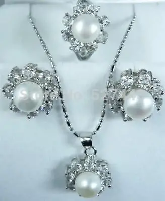 

Wholesale Fancy White Pearl Necklace Earrings Ring Set (A0513)