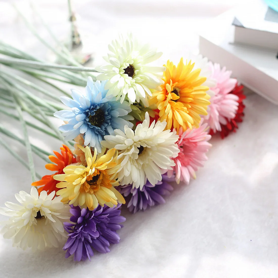 

DIY Wreath Mini Silk Gerbera Artifical Flower Daisies Sunflower 20 Colors Handmade Flower Bouquet For Wedding Decorations