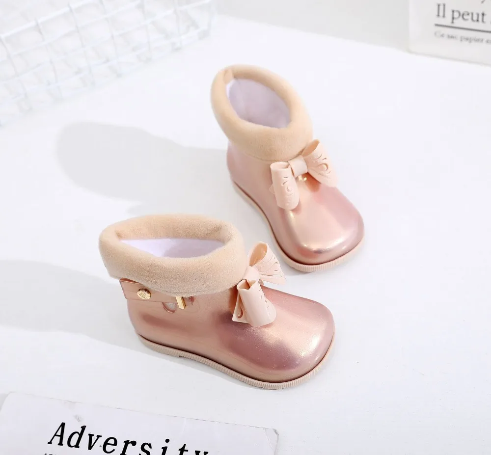 Женские непромокаемые сапоги Melissa черные с бантом 1:1 для зимы 2019|Сапоги| |
