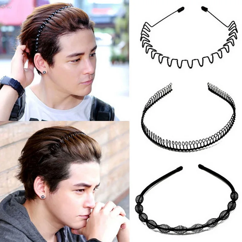 Шикарный мужской Для мужчин женский черный волнистые Hairbands Невидимый