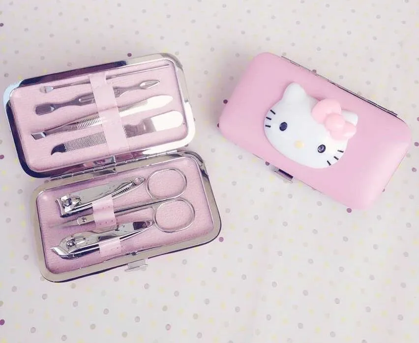 

2pcs/lots Cute Cartoon Hello Kitty Nail Tools Set Stainless Steel Nail Clipper Set Kawaii Kitty Nail Cutter Lovely Nail Clippers