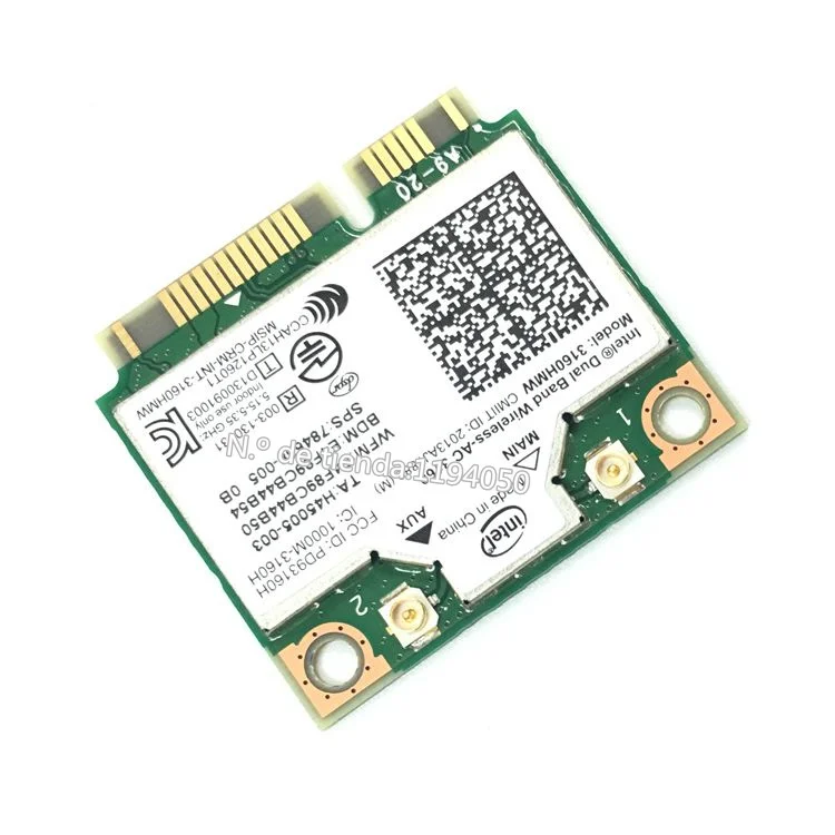 Intel 3160.HMWG.R Dual Band Wireless AC + Bluetooth Mini PCIe card