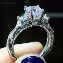 Choucong, Винтажное кольцо на палец, три камня, Sona AAAAA, циркон, 925 пробы, серебро, обручальное кольцо, кольца для женщин, ювелирные изделия